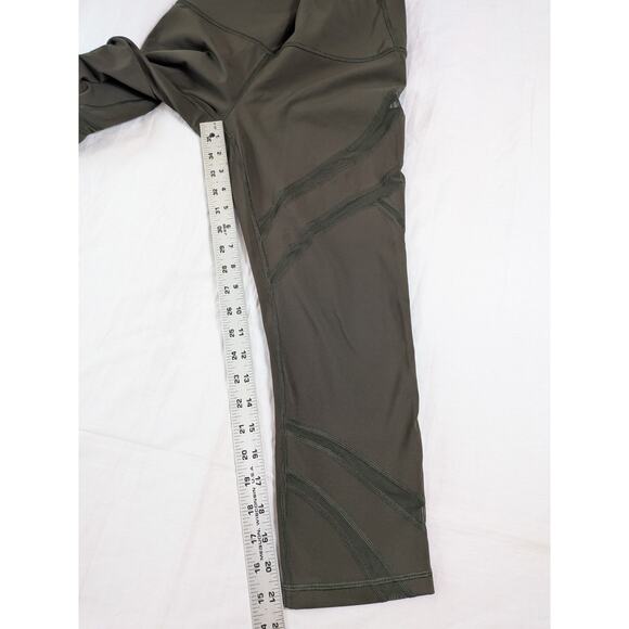 Lululemon Wunder Under High-Rise Crop 21” Mesh Dark Olive Color Size 8 - Picture 6 of 7